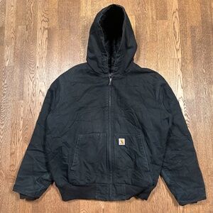 Carhartt J130 Distressed Duck Active Jac Insulated Hooded Canvas Jacket Mens 2XL